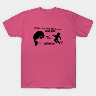 Manatee with a Katana - Caution Sign - Funny T-Shirt